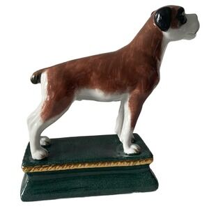 Vintage Grand Millennial Style Chinese Chinoiserie Stoic Boxer Dog Figurine